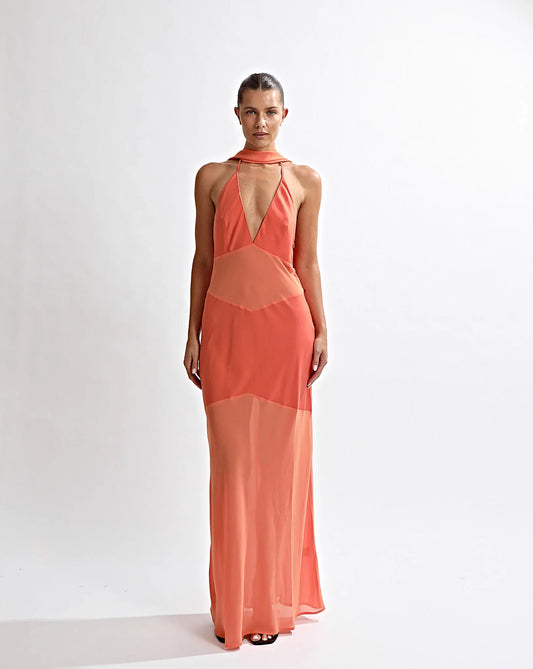 Amber Veil Scarf Gown