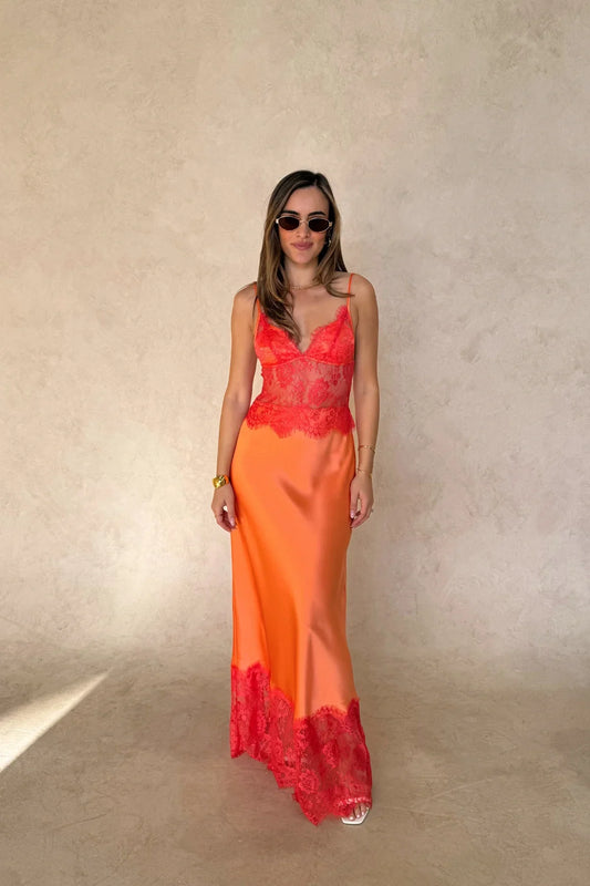 Sunset Élan Lace Satin Gown