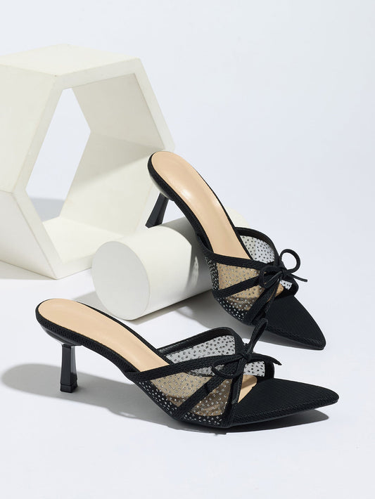 Noir Celestia Star Mesh Kitten Heels