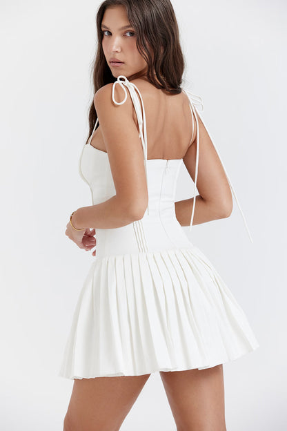 White Muse Pleated Mini Dress