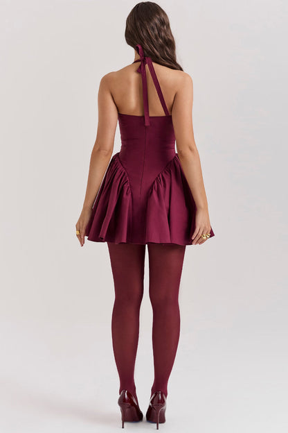 Crimson Muse Halter Mini Dress